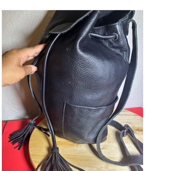 White Stuff Black Leather Medium Backpack - Picture 4 of 10